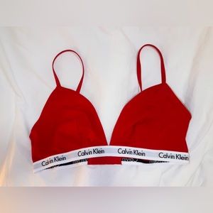 red calvin klein bra with no padding perfect for valentine’s day